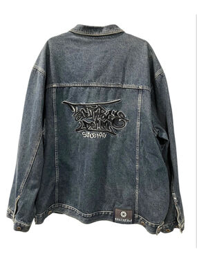 VTG Southpole Denim Jacket Size XXL Baggy Graffiti Embroidered Y2K 90s Hip Hop